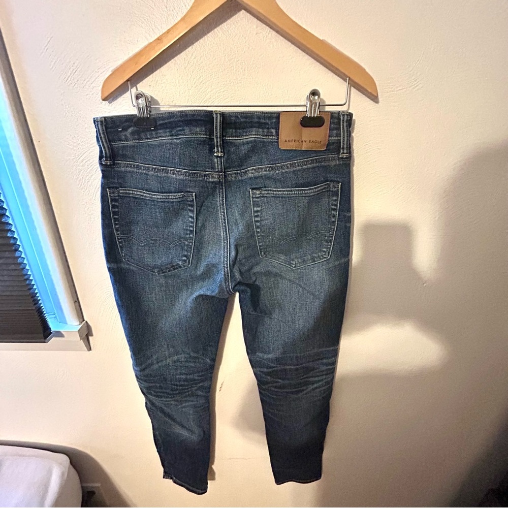 American Eagle Men’s Airflex+ Athletic Skinny Navy Blue Jeans. 32x32 - Picture 6 of 13